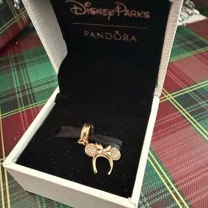 Pandora Disney Parks Minnie Mouse Ears 14k Rose Gold Plated Charm